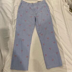 Vineyard Vines Blue Gingham Embroidered Pants